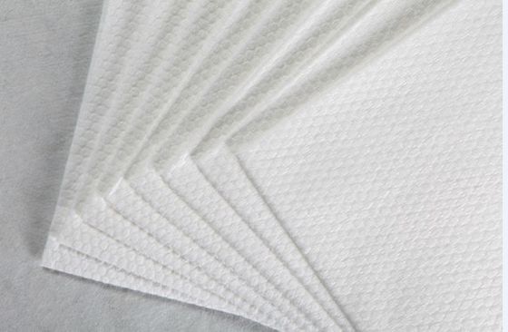 62g สีขาวโพลีเอสเตอร์และ Viscose Spunlace ผ้านอนวูฟเวนขนาดเล็กมุกเม็ดผ้าฝ้ายเนื้อเยื่อ, แผ่น, ผ้าเช็ดทำความสะอาดเปียก