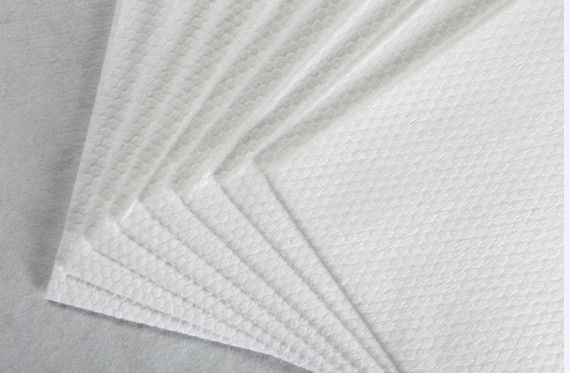62g สีขาวโพลีเอสเตอร์และ Viscose Spunlace ผ้านอนวูฟเวนขนาดเล็กมุกเม็ดผ้าฝ้ายเนื้อเยื่อ, แผ่น, ผ้าเช็ดทำความสะอาดเปียก